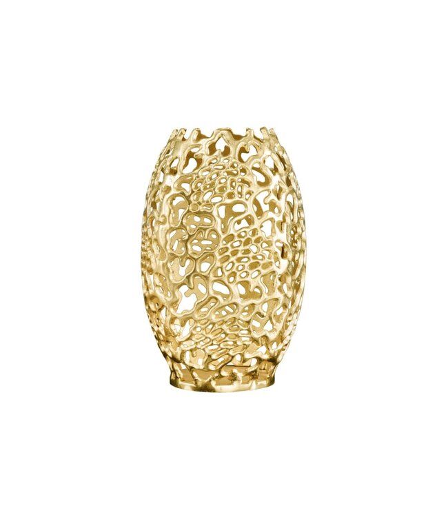 Invicta Interior Filigraan design vaas ABSTRACT BLAD goud 40cm handgemaakt - 43219