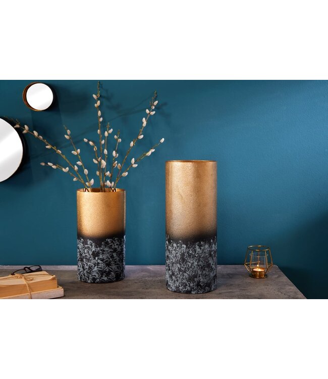 Invicta Interior Decoratieve vaas ABSTRACT 40 cm goud metall patina handgemaakt - 42240