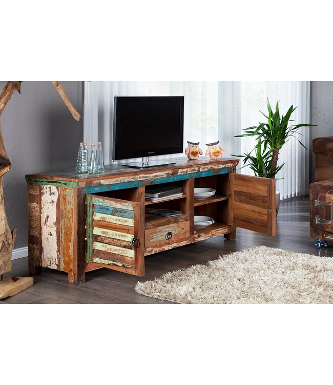 Invicta Interior Uniek TV-meubel JAKARTA 150cm kleurrijk gerecycled massief hout - 21740