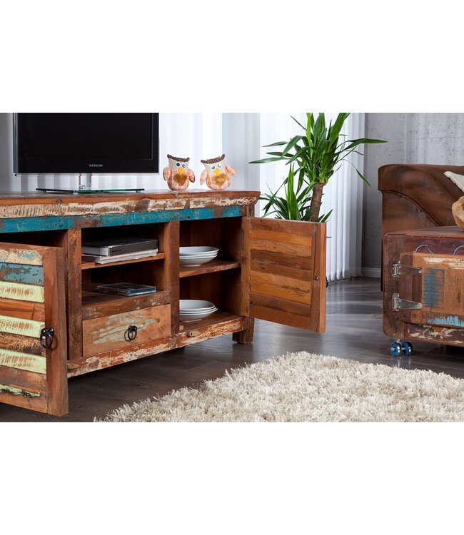 Invicta Interior Uniek TV-meubel JAKARTA 150cm kleurrijk gerecycled massief hout - 21740