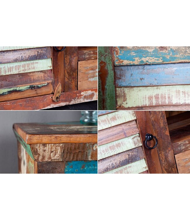 Invicta Interior Uniek TV-meubel JAKARTA 150cm kleurrijk gerecycled massief hout - 21740