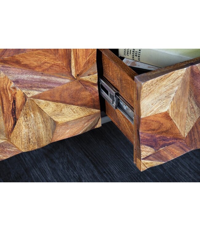 Invicta Interior Massives TV-Board ALPINE 160cm Sheesham steenafwerking Metall mat goud - 43448