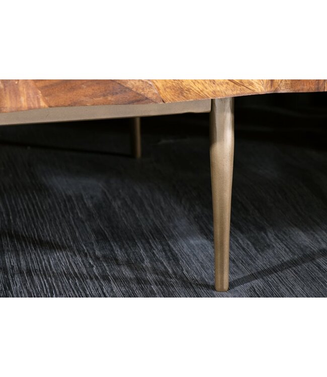 Invicta Interior Massives TV-Board ALPINE 160cm Sheesham steenafwerking Metall mat goud - 43448