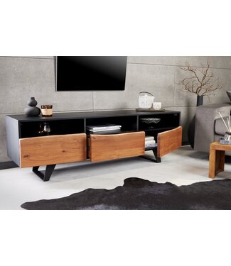 Invicta Interior Industrieel design tv-meubel ORGANIC ARTWORK 140 cm massief acaciahout ijzeren frame - 43305