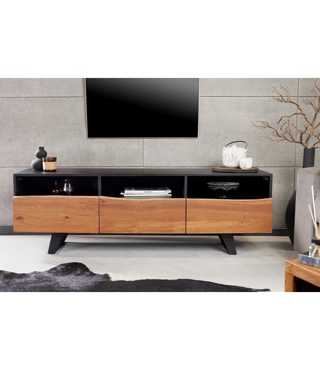 Invicta Interior Industrieel design tv-meubel ORGANIC ARTWORK 140 cm massief acaciahout ijzeren frame - 43305