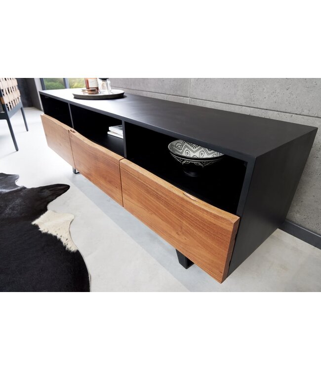 Invicta Interior Industrieel design tv-meubel ORGANIC ARTWORK 140 cm massief acaciahout ijzeren frame - 43305