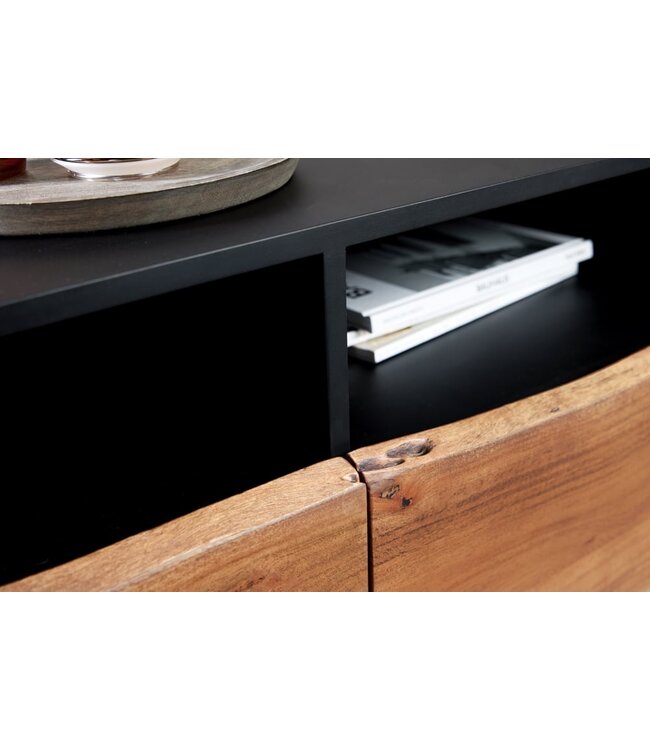 Invicta Interior Industrieel design tv-meubel ORGANIC ARTWORK 140 cm massief acaciahout ijzeren frame - 43305