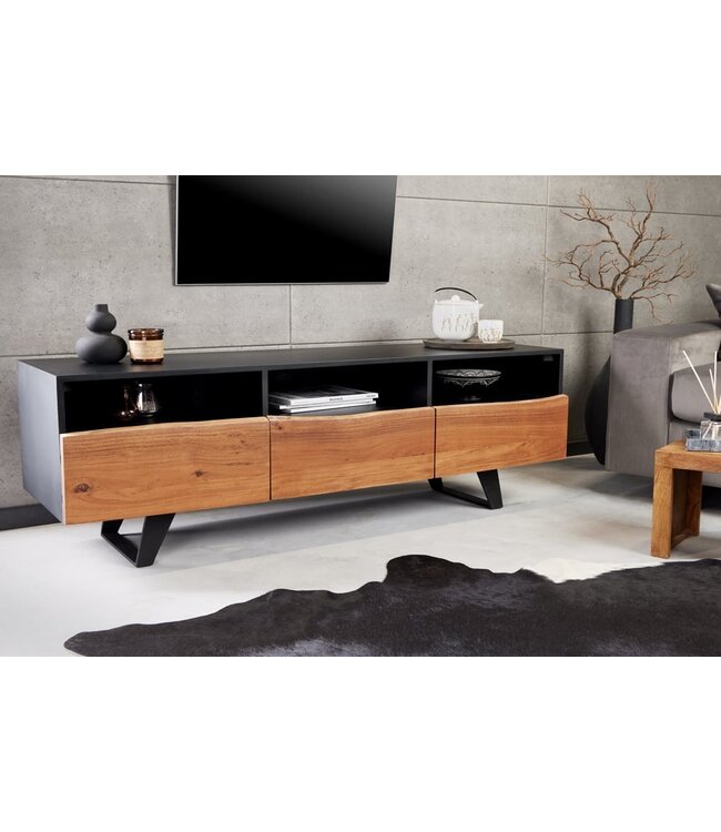 Invicta Interior Industrieel design tv-meubel ORGANIC ARTWORK 140 cm massief acaciahout ijzeren frame - 43305