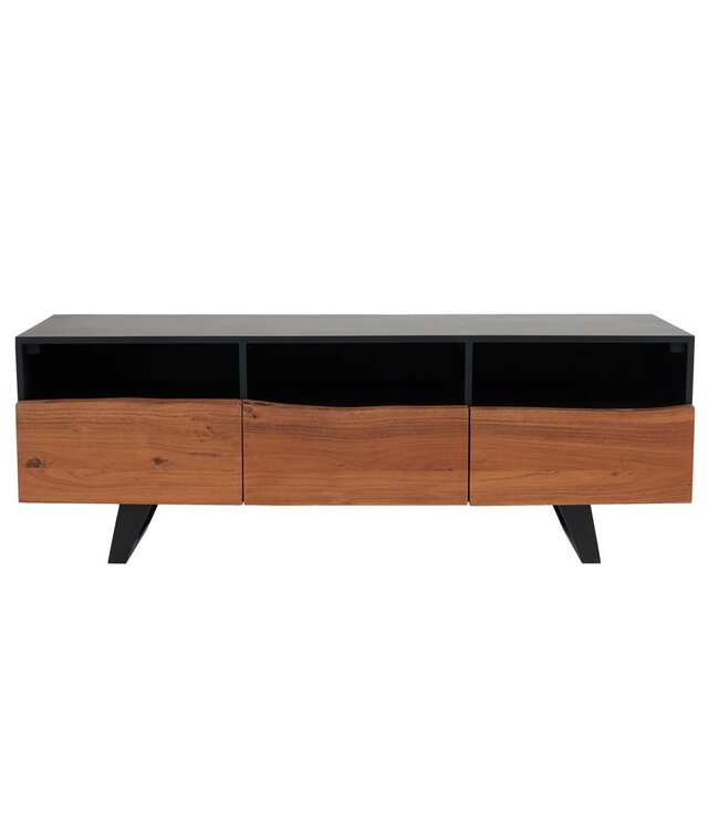 Invicta Interior Industrieel design tv-meubel ORGANIC ARTWORK 140 cm massief acaciahout ijzeren frame - 43305