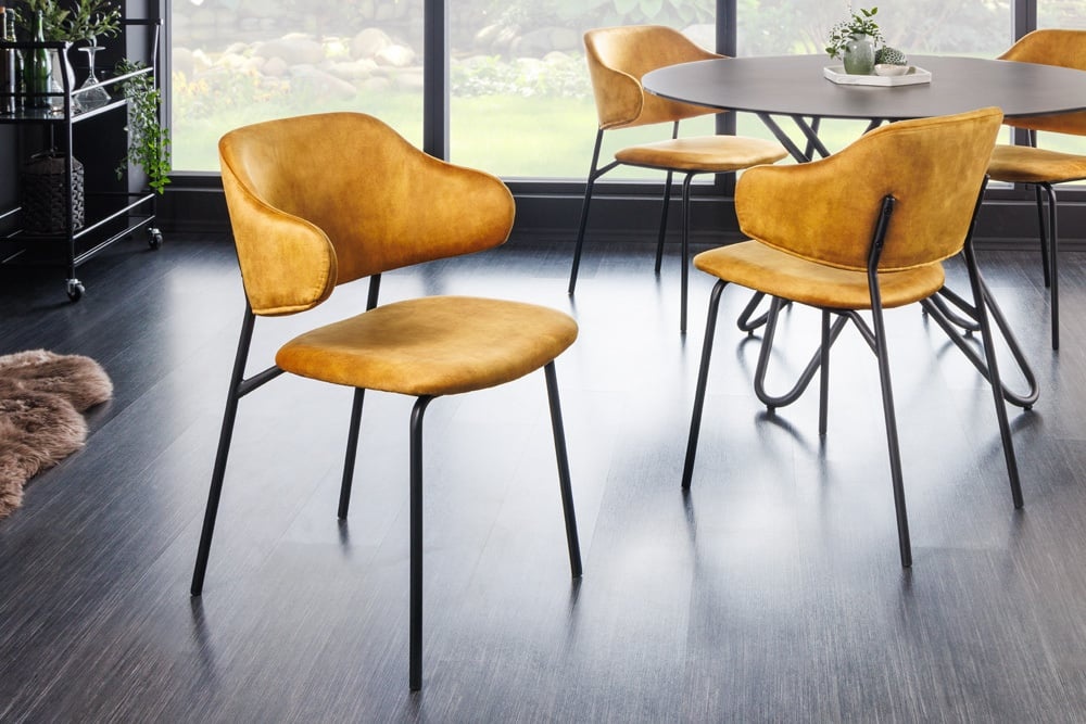 Design stoel Vogue Fluweel mosterdgeel zwart/ 43153 - Meubello®