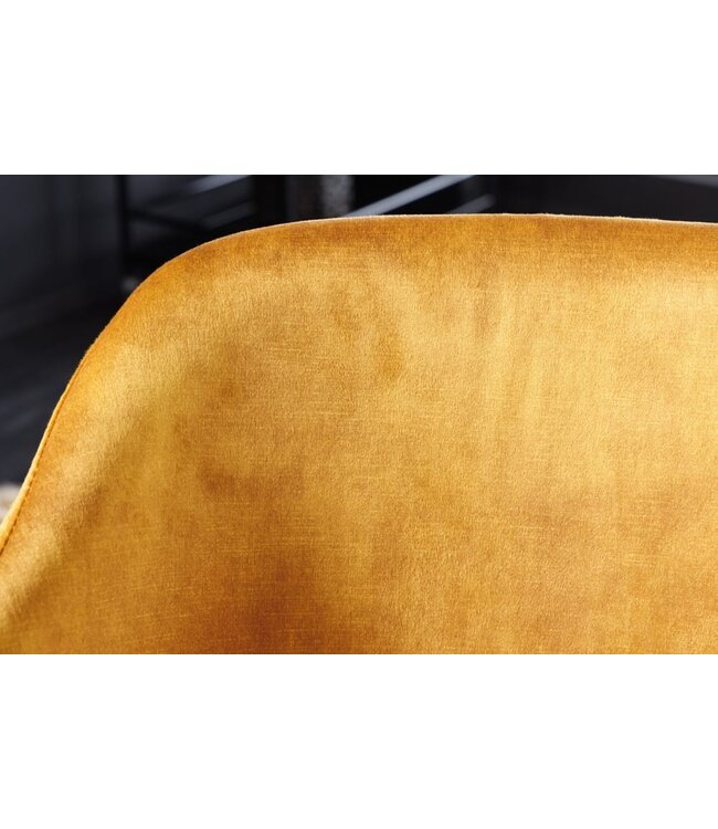 Invicta Interior Design stoel VOGUE mosterdgeel fluweel zwart metalen poten - 43153
