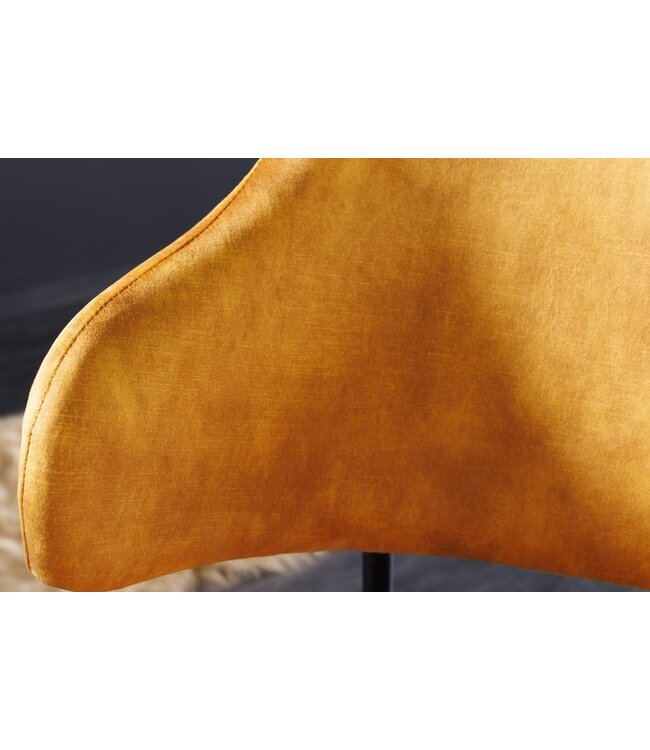 Invicta Interior Design stoel VOGUE mosterdgeel fluweel zwart metalen poten - 43153