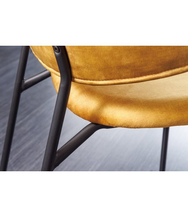 Invicta Interior Design stoel VOGUE mosterdgeel fluweel zwart metalen poten - 43153