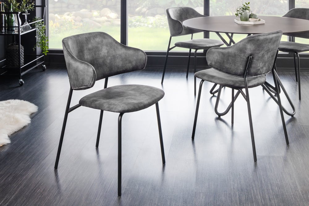Design stoel Vogue Fluweel grijs zwart/ 43151 - Meubello®