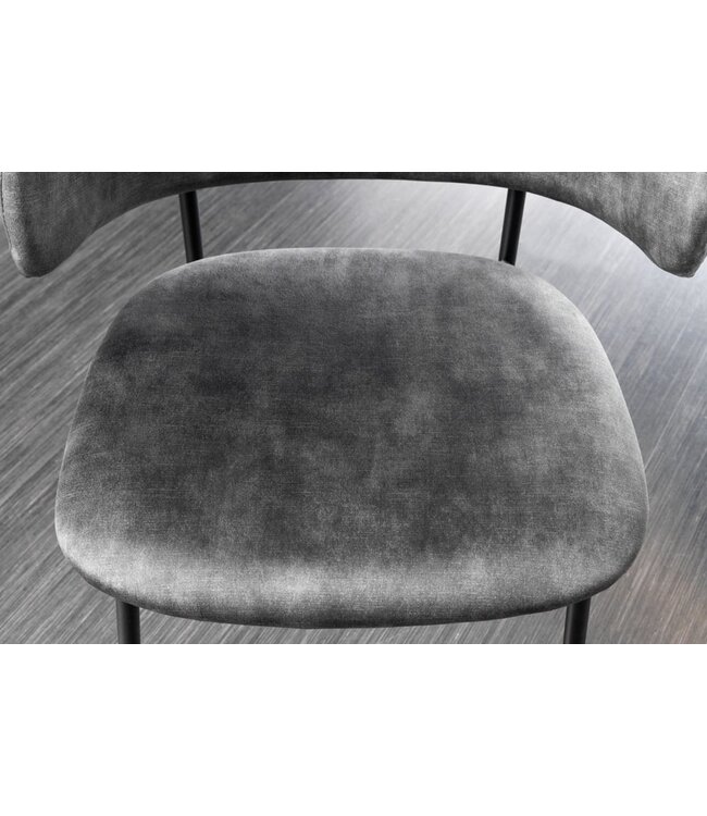 Invicta Interior Design stoel VOGUE grijs fluweel zwart metalen poten - 43151