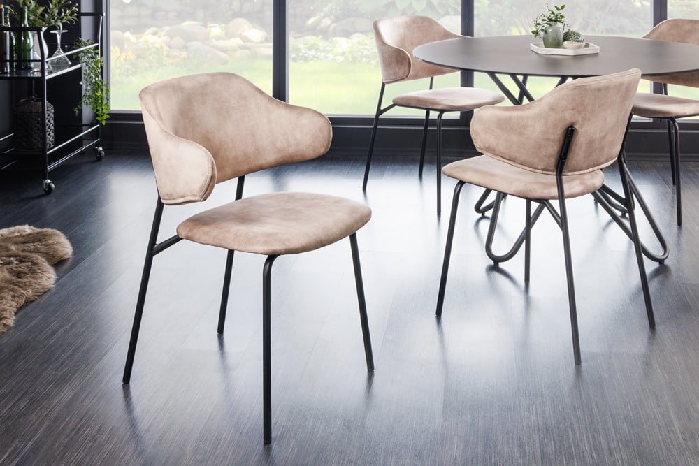 Design stoel Vogue Fluweel champagne Grijs zwart/ 43152 - Meubello®