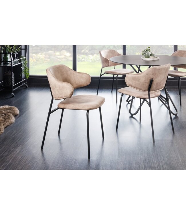 Invicta Interior Design stoel VOGUE champagne grijs fluweel zwart metalen poten - 43152