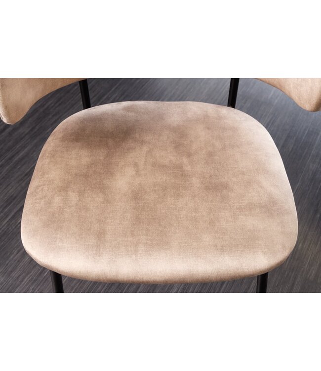 Invicta Interior Design stoel VOGUE champagne grijs fluweel zwart metalen poten - 43152