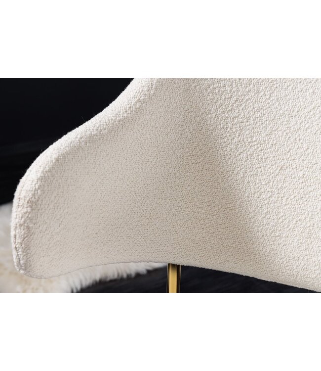 Invicta Interior Design stoel VOGUE wit Boucle gouden metalen poten - 43148
