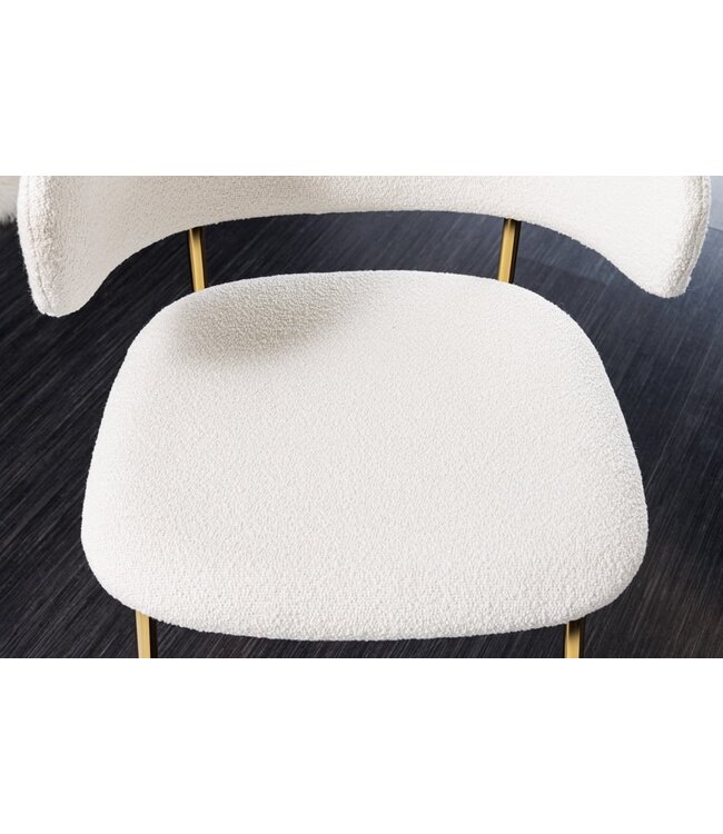 Invicta Interior Design stoel VOGUE wit Boucle gouden metalen poten - 43148