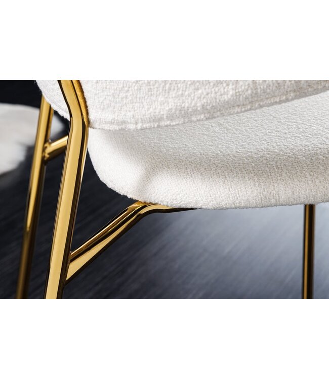 Invicta Interior Design stoel VOGUE wit Boucle gouden metalen poten - 43148