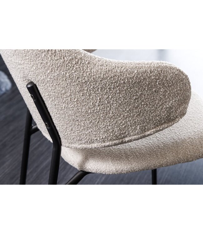 Invicta Interior Design stoel VOGUE grijs Boucle zwart metalen poten - 43149