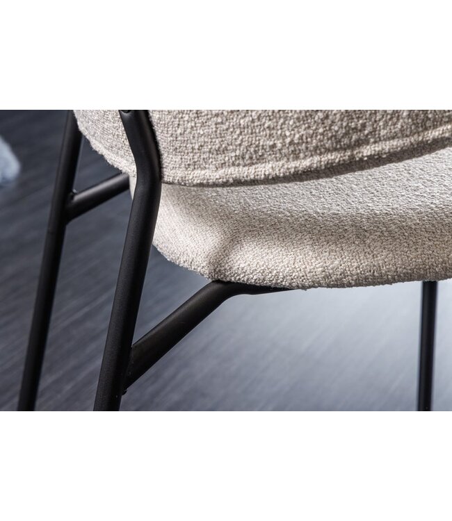 Invicta Interior Design stoel VOGUE grijs Boucle zwart metalen poten - 43149