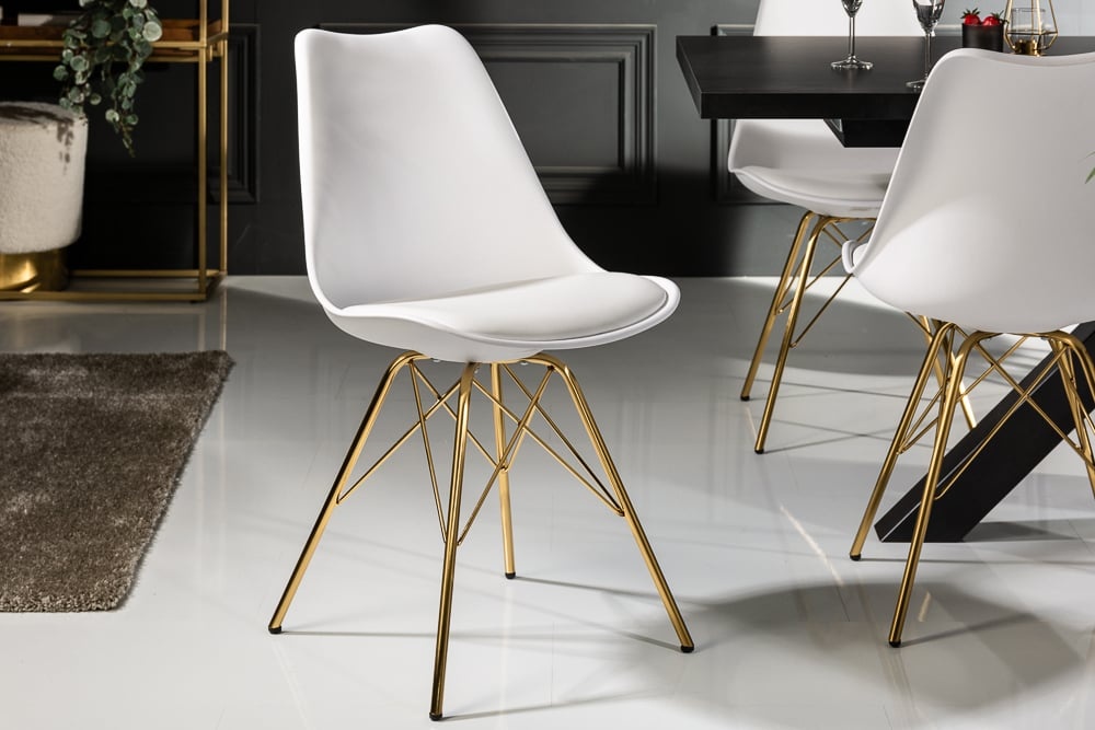 Stoel Scandinavia Meesterwerk wit Gouden/ 41698 - Meubello®
