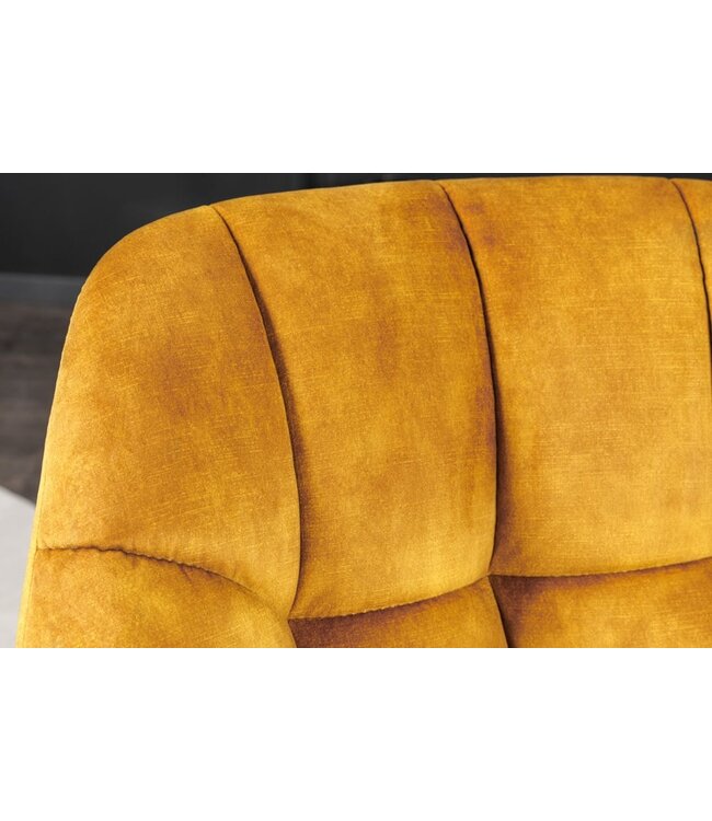 Invicta Interior Bureaustoel PAPILLON mosterdgeel fluweel zwart metalen poten armleuningen - 43197