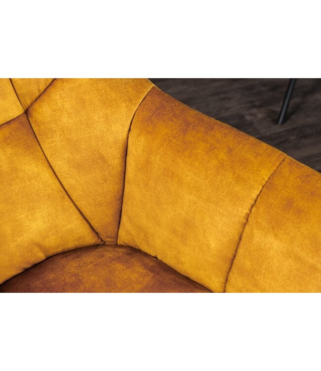 Invicta Interior Bureaustoel PAPILLON mosterdgeel fluweel zwart metalen poten armleuningen - 43197