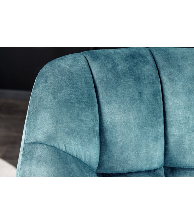 Invicta Interior Bureaustoel PAPILLON petrol fluweel zwart metalen poten armleuningen - 43198