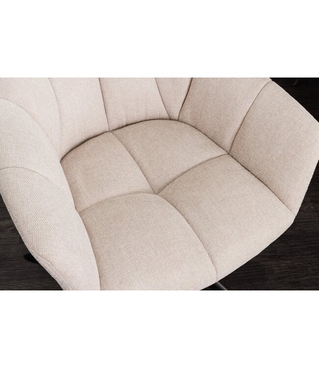 Invicta Interior Bureaustoel PAPILLON champagnebeige decoratief gewatteerd zwart metalen frame - 43110