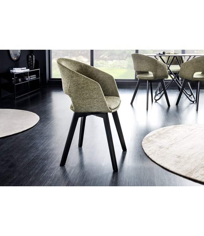 Invicta Interior Design stoel NORDIC STAR groene structuurstof houten poten - 43425