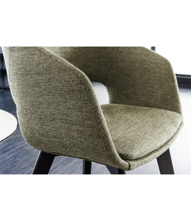 Invicta Interior Design stoel NORDIC STAR groene structuurstof houten poten - 43425