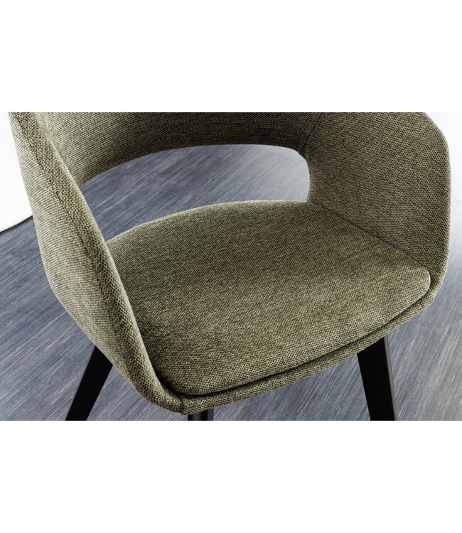 Invicta Interior Design stoel NORDIC STAR groene structuurstof houten poten - 43425