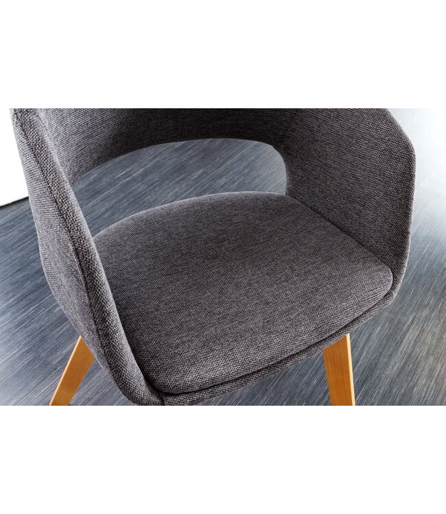 Invicta Interior Design stoel NORDIC STAR grijze structuurstof houten poten eikenlook - 43421