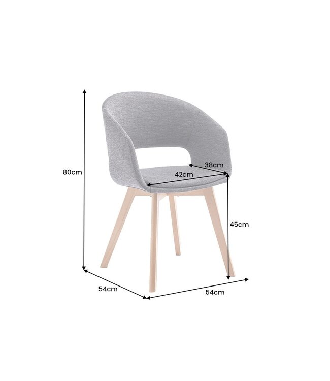 Invicta Interior Design stoel NORDIC STAR grijze structuurstof houten poten eikenlook - 43421