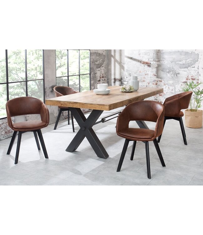 Invicta Interior Design stoel NORDIC STAR antiek bruin houten poten - 43422