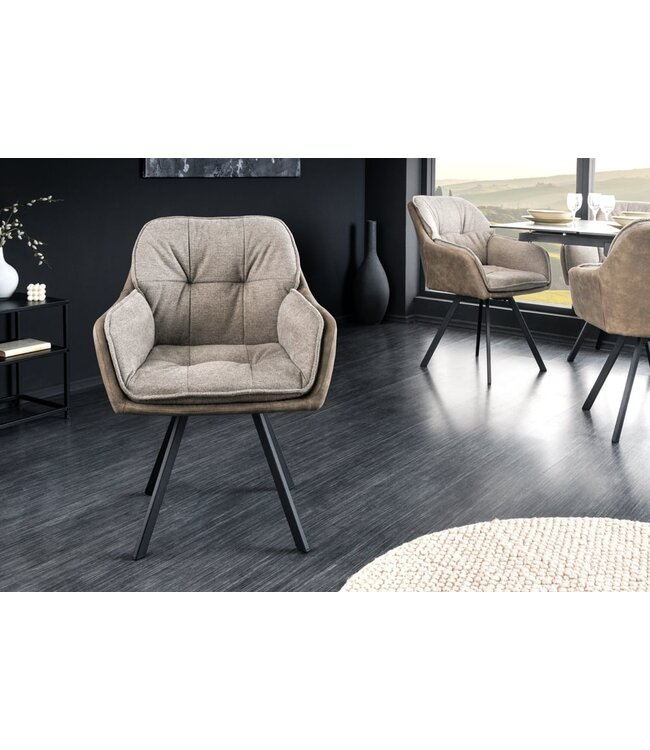 Invicta Interior Draaibare designstoel MR. LOUNGER vintage taupe microvezel armleuningen - 41662