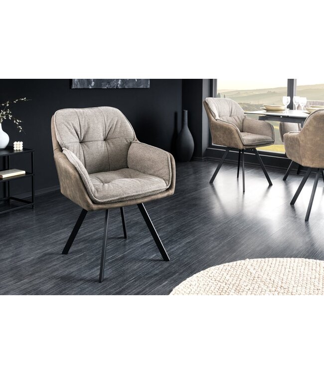 Invicta Interior Draaibare designstoel MR. LOUNGER vintage taupe microvezel armleuningen - 41662