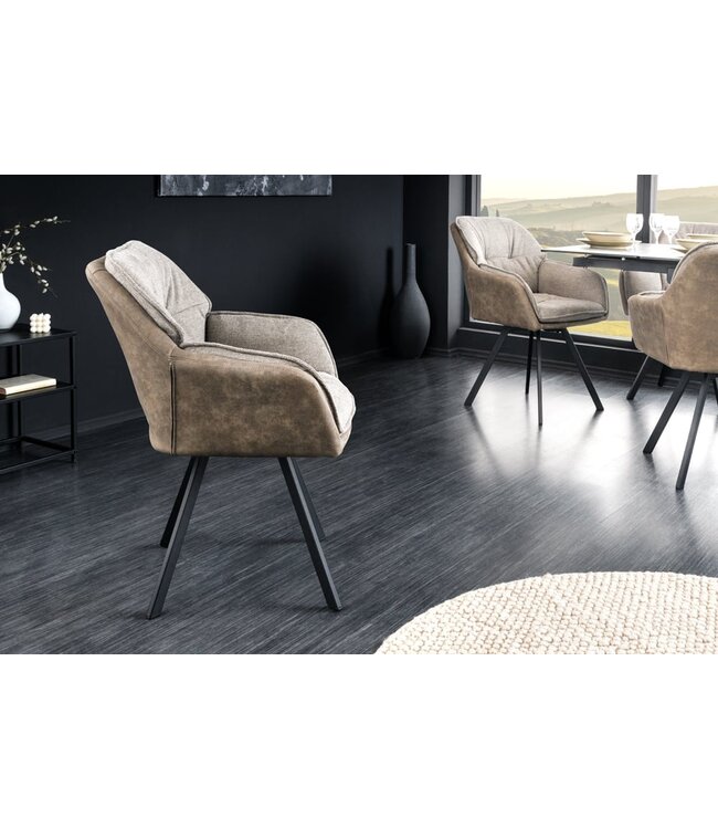 Invicta Interior Draaibare designstoel MR. LOUNGER vintage taupe microvezel armleuningen - 41662