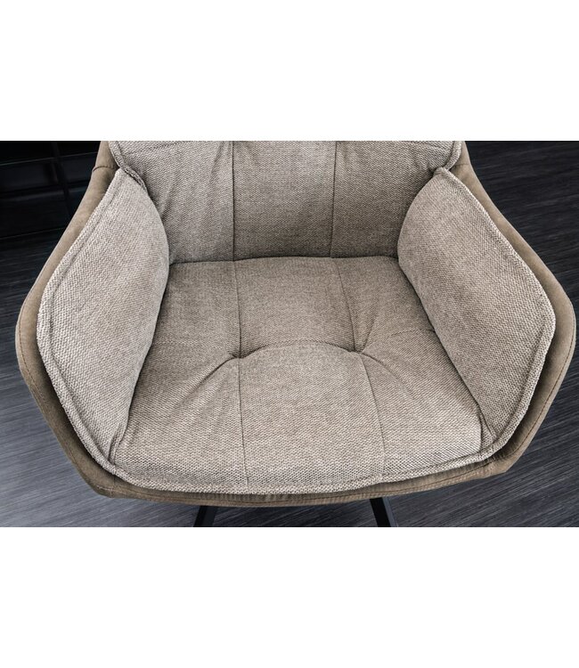 Invicta Interior Draaibare designstoel MR. LOUNGER vintage taupe microvezel armleuningen - 41662