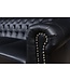Invicta Interior Chesterfield 3-zitsbank 205cm zwart kunstleer klinknagels veerkern - 41447