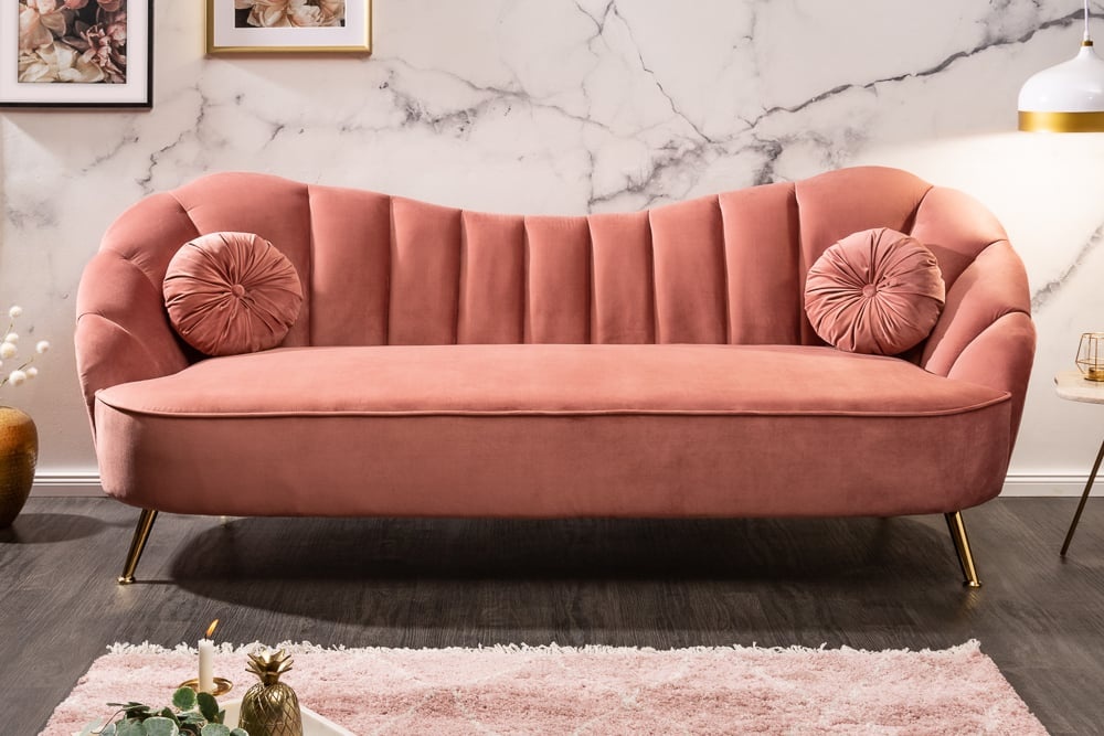 Sofa Arielle 220cm Fluweel oud roze/ 40750 - Meubello®