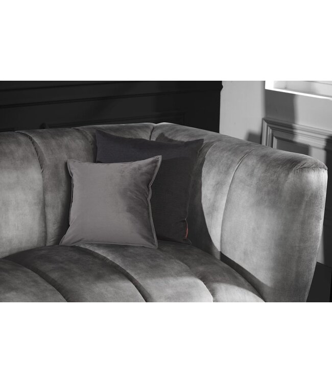 Invicta Interior Retro 3-zitsbank NOBLESSE 225cm grijs fluweel 3-zits met decoratieve quilting - 41248