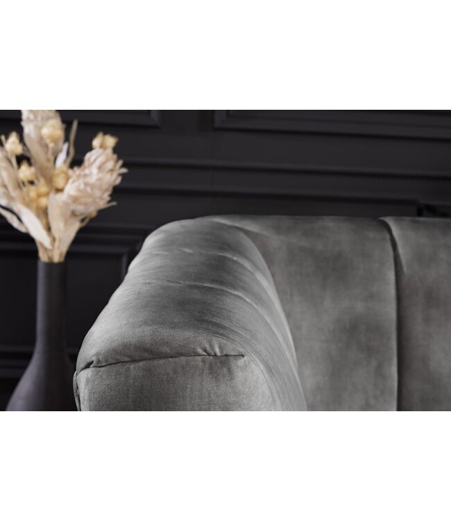Invicta Interior Retro 3-zitsbank NOBLESSE 225cm grijs fluweel 3-zits met decoratieve quilting - 41248