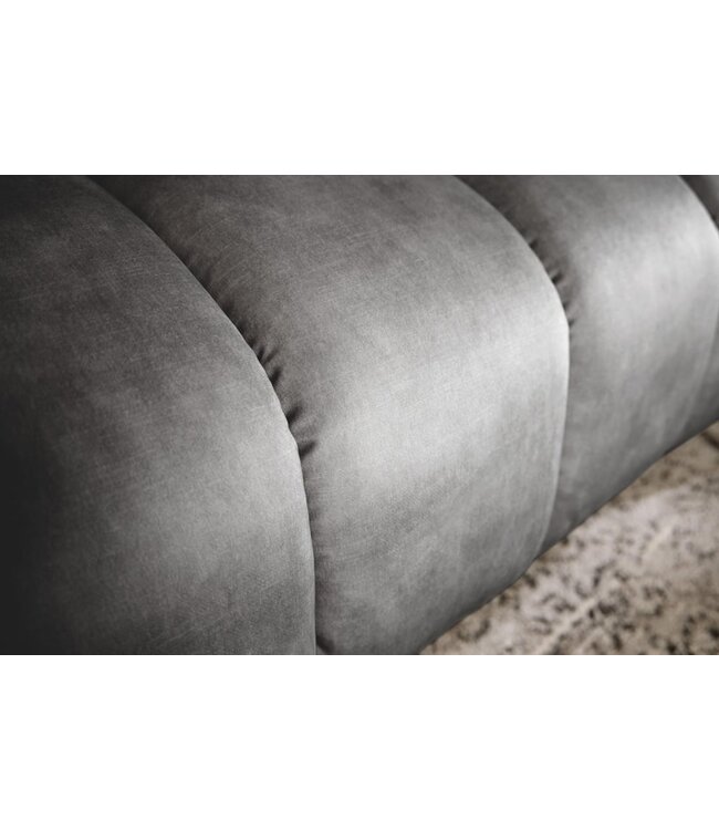 Invicta Interior Retro 3-zitsbank NOBLESSE 225cm grijs fluweel 3-zits met decoratieve quilting - 41248