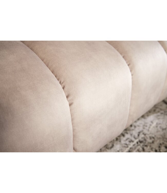 Invicta Interior Retro 3-zitsbank NOBLESSE 225cm champagne fluweel 3-zits met decoratieve quilting - 43266