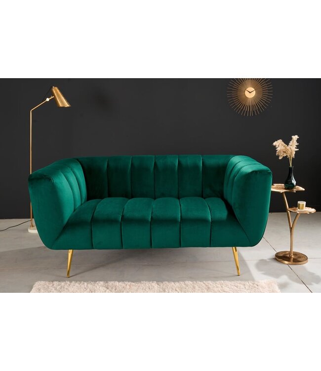 Invicta Interior Retro 2-zitsbank NOBLESSE 165cm smaragdgroen fluwelen 2-zitsbank met decoratieve quilting - 41247