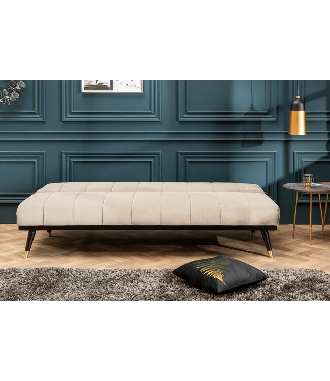 Invicta Interior Design slaapbank PETIT BEAUTE 180cm champagne fluweel 3-zits - 43522
